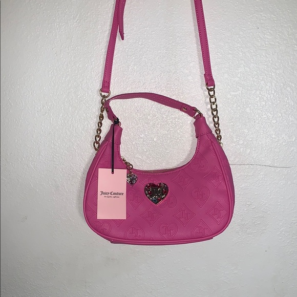 Juicy Couture Pink Hobo Shoulder Bag with Heart Clasp - Picture 1 of 10